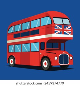 The Red London Bus with Flag