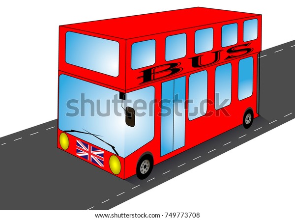 Red London bus with\
road