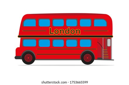 Vector del bus rojo de Londres dibujando sobre fondo blanco