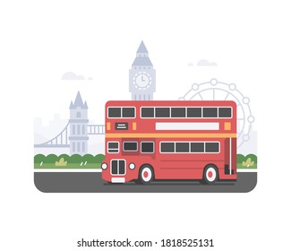 Red London Bus Vector Illustration