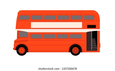 red london bus,vector illustration,profile view