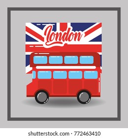 red london double decker bus flag public transport