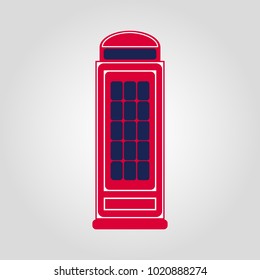Red London phone cabin isolated flat vector illustration