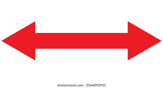 Red Long arrow to the both side. Red arrow isolated on white background 