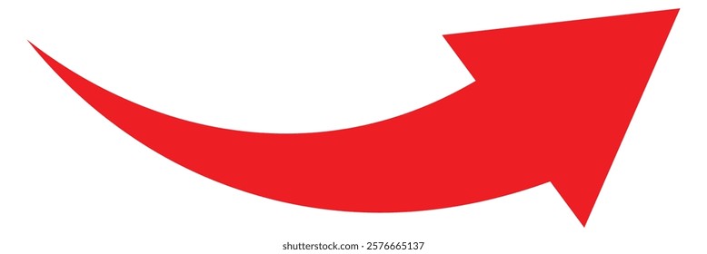 Red long arrow icon in flat style. Long arrow icon pointing right. Simple and bold red long arrow icon for various directional graphics. Vector illustration. EPS 10