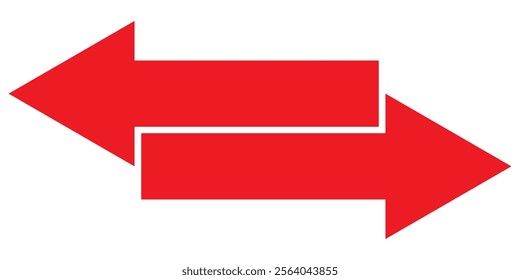 Red long arrow icon illustration. Transfer arrows outline icon. linear style sign for mobile concept and web design. Left right arrows simple line vector icon.