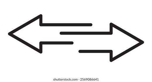 Red long arrow icon illustration. Transfer arrows outline icon. linear style sign for mobile concept and web design. Left right arrows simple line vector icon.