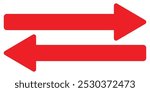 Red long arrow icon isolated on white background. Long arrow vector, icon. Red horizontal arrow. Straight long arrow vector icon. 