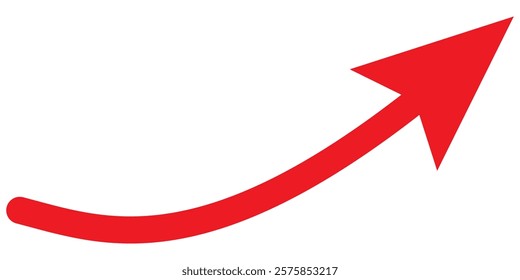 Red long arrow icon isolated on white background. Long arrow vector, icon. Red horizontal arrow. Straight long arrow vector icon.