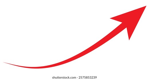 Red long arrow icon isolated on white background. Long arrow vector, icon. Red horizontal arrow. Straight long arrow vector icon.