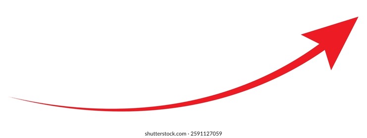 Red long arrow icon isolated on white background. Long arrow vector, icon. Red horizontal arrow. Straight long arrow vector icon.