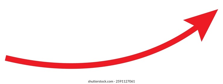 Red long arrow icon isolated on white background. Long arrow vector, icon. Red horizontal arrow. Straight long arrow vector icon.