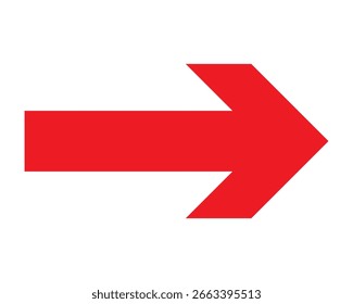 Red long arrow icon . Isolated red icon . Pointing arrow on white background . White background red arrow . Long arrows icon . EPS 10 . 