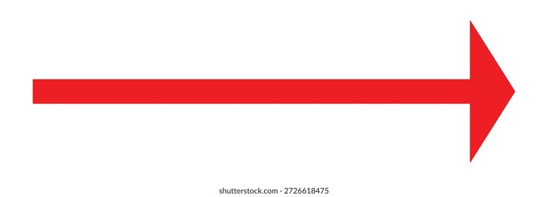 Rotes langes Pfeilsymbol .Isoliertes langes Pfeilsymbol . Pfeil nach rechts. Rotes Symbol. Rotes Pfeilsymbol 