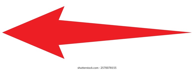 Red long arrow icon on white background. Red long arrow icon in flat style. Straight long arrow vector design.