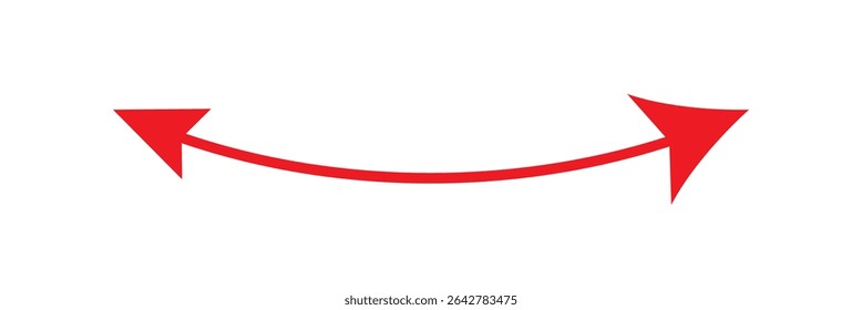 Red, long arrow icon, outline, Horizontal dual long straight , right and left side arrow signs. Arrow indicated the direction symbol. flat style Arrow symbol. Design eps 10