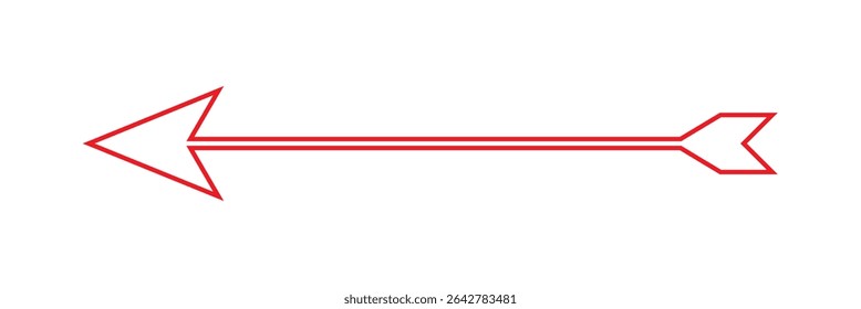 Red, long arrow icon, outline, Horizontal dual long straight , right and left side arrow signs. Arrow indicated the direction symbol. flat style Arrow symbol. Design eps 10