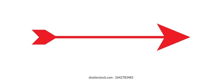 Red, long arrow icon, outline, Horizontal dual long straight , right and left side arrow signs. Arrow indicated the direction symbol. flat style Arrow symbol. Design eps 10