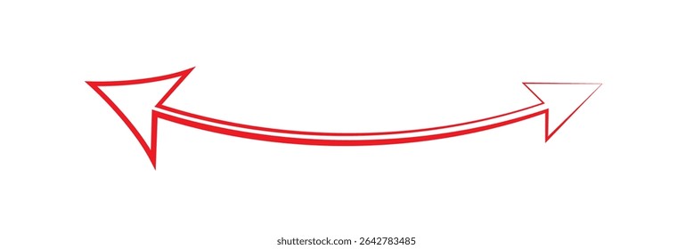 Red, long arrow icon, outline, Horizontal dual long straight , right and left side arrow signs. Arrow indicated the direction symbol. flat style Arrow symbol. Design eps 10