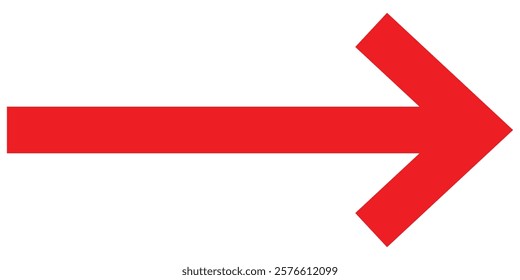 Red Long arrow icon to the right. Red arrow isolated. Vector illustration.