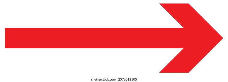 Red Long arrow icon to the right. Red arrow isolated. Vector illustration.