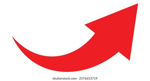 Red long arrow icon vector illustration. Red long arrow icon for direction. Simple red long arrow icon design. Bold red long arrow icon pointing.
