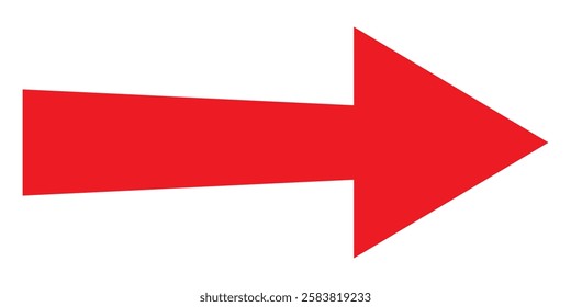 Red Long arrow icon vector. Long large arrow pointing right. Bold long arrow. Red dotted arrow icon Vector illustration  isolated on white background.