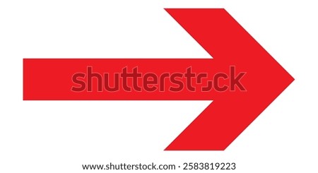 Red Long arrow icon vector. Long large arrow pointing right. Bold long arrow. Red dotted arrow icon Vector illustration  isolated on white background.