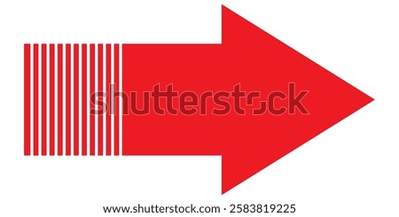 Red Long arrow icon vector. Long large arrow pointing right. Bold long arrow. Red dotted arrow icon Vector illustration  isolated on white background.