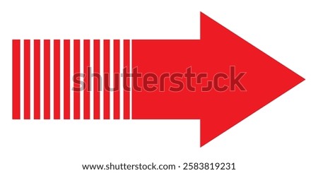 Red Long arrow icon vector. Long large arrow pointing right. Bold long arrow. Red dotted arrow icon Vector illustration  isolated on white background.