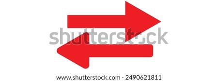 Red Long arrow to the left  right. Red arrow isolated on white background .