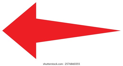 Red Long arrow to the left. Vector red long arrow isolated on white background. Red arrow. Long red curved arrow icon vector. eps 10