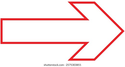 Red long arrow pointing to the right. Red outline long arrow vector. Flat style Arrow symbol. Red long arrow icon vector. right Red set icon in flat. Design eps 10