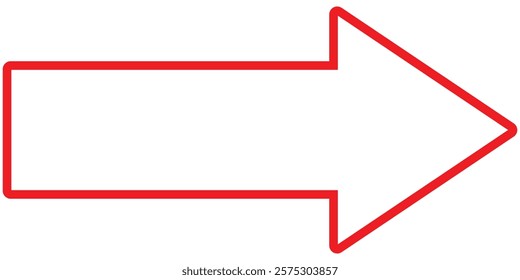 Red long arrow pointing to the right. Red outline long arrow vector. Flat style Arrow symbol. Red long arrow icon vector. right Red set icon in flat. Design eps 10