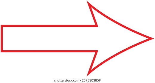 Red long arrow pointing to the right. Red outline long arrow vector. Flat style Arrow symbol. Red long arrow icon vector. right Red set icon in flat. Design eps 10