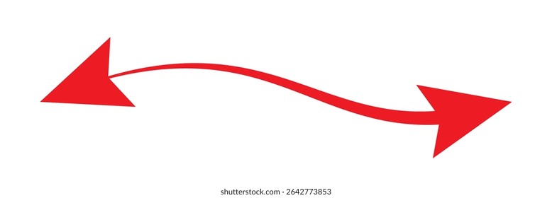 Seta longa vermelha apontando para a direita. Ícone de seta longa e reta, linha grossa e fina, Cursor vermelho, elemento horizontal, ponteiro grosso vetor ícone de seta longa. Ícone de seta em negrito. Design - eps 10