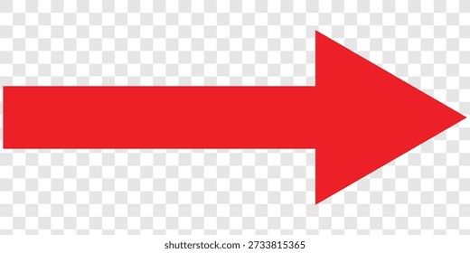 Seta longa vermelha apontando para a direita. Seta reta e longa. Vetor de seta longa. Vetor da seta da moda apontando para a direita em estilo plano. 