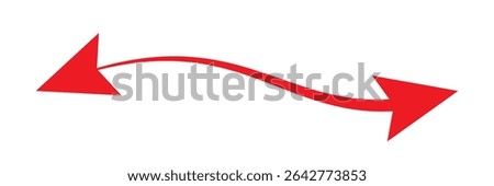 Red long arrow pointing to the right. Straight long arrow icon, thick and thin line, Red cursor, horizontal element, thick pointer vector long arrow icon. Bold arrow icon. Design eps 10