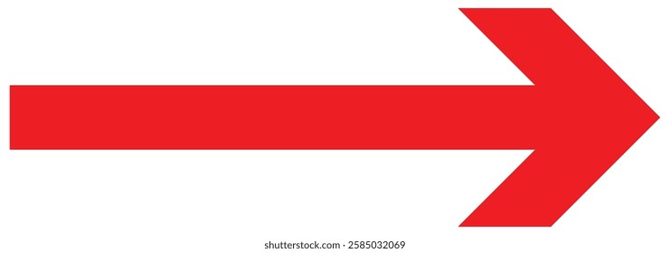 Red long arrow to the right. Red long arrow isolated on white background. Vector, eps 10