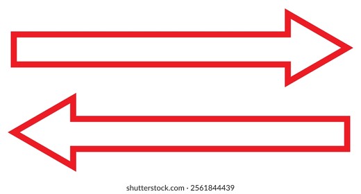 Red Long arrow to the right . vector, isolated. Red arrow isolated on white background eps 1