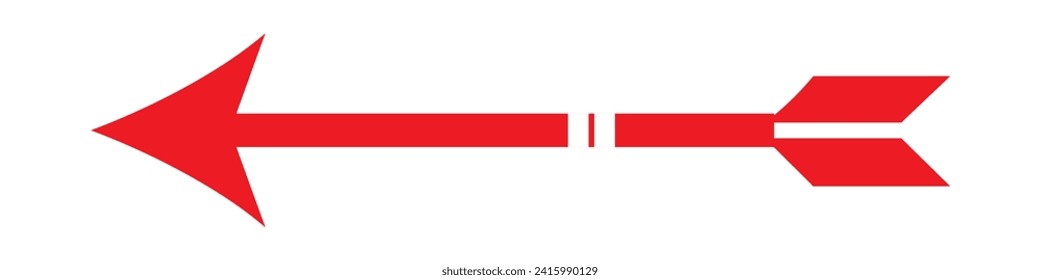 red Long arrow vector icon. Black horizontal double arrow. Replaceable vector design.