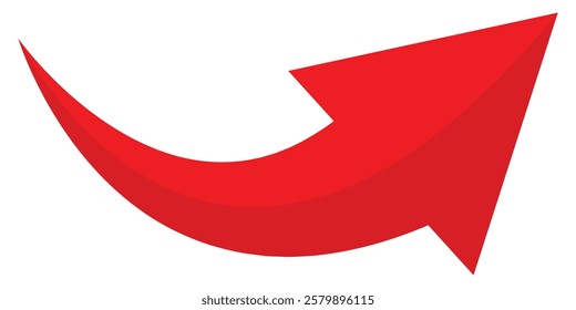 Red long arrow vector illustration. 3D long arrow icon vector, silhouette. Red long 3D Arrow symbol. Vector trendy long arrow in flat style.
