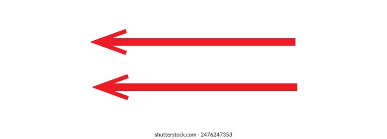 rojo Conjunto de iconos de flechas largas. Vector conjunto de flechas largas de moda en estilo plano. Diseño de Vector reemplazable. concepto de logotipo de doble flecha roja. rojo Conjunto de iconos de doble flecha.