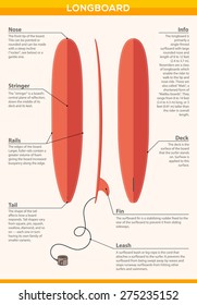 Red long board vector info graphic leaflet