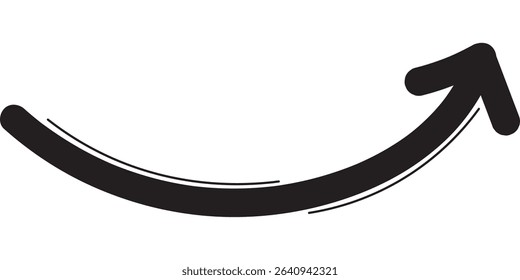 Red Long curve, hand-drawn arrow marker.  Hand-drawn brush stroke arrows. Red charcoal ovals and arrows strokes different forms. Hand drawn vector arrows doodle on white background. Eps 10