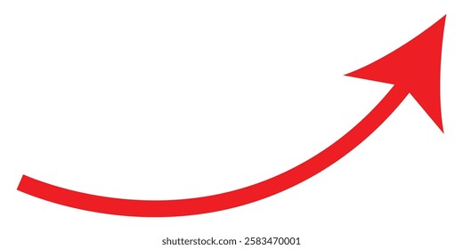 Red long curved arrow sign, icon for business or web button decoration in isolated. Vector illustration eps 888.