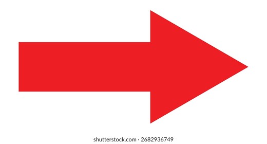 Red long isolated arrow icon on white background. Isolated thin long arrow icons. Red pointing vector arrow icons. Right side pointing vector arrow-head icons. EPS 10. 