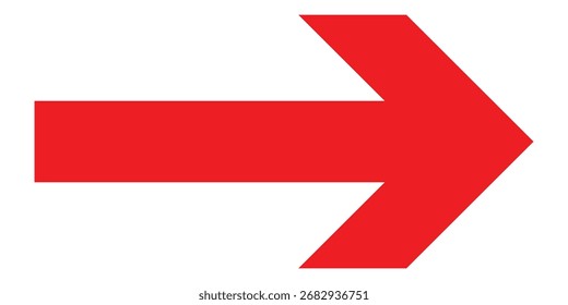 Rotes langes, isoliertes Pfeilsymbol auf weißem Hintergrund. Dünne lange Pfeilsymbole isoliert. Rot zeigende Vektorpfeilsymbole. Nach rechts zeigende Vektorpfeilsymbole. EPS 10. 