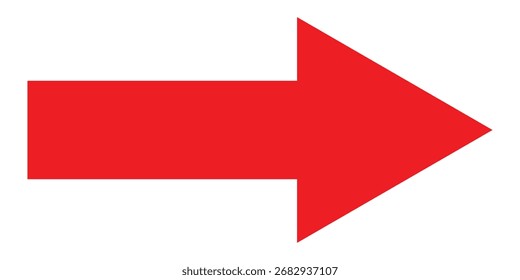Red long isolated arrow icon on white background. Isolated thin long arrow icons. Red pointing vector arrow icons. Right side pointing vector arrow-head icons. 