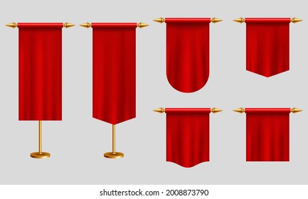 Red Long Pennant Flags Different Shapes Stock Vector (Royalty Free ...